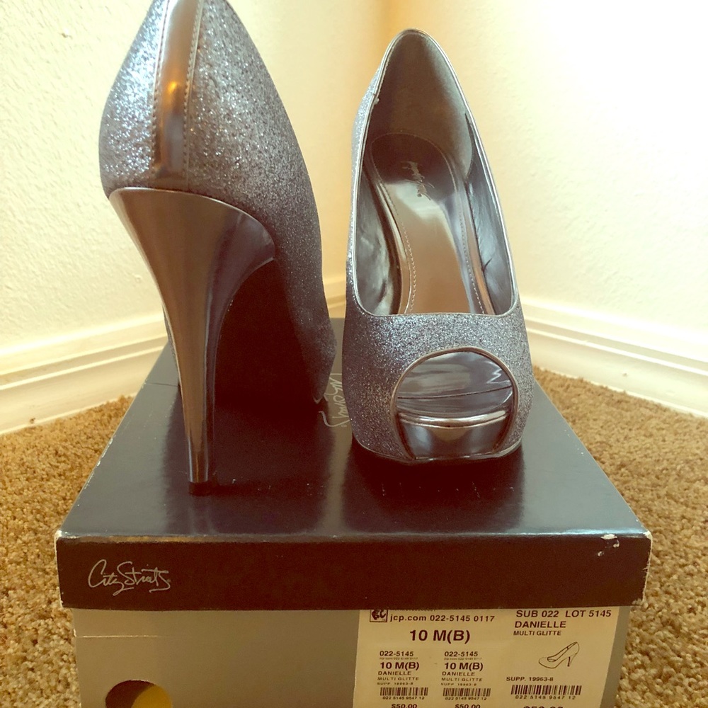 City Streets glitter heels